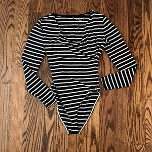 Striped Wrap Bodysuit